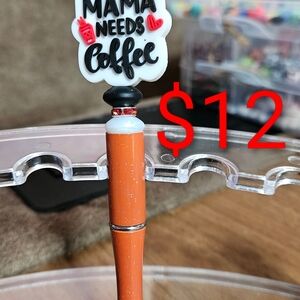 Red Glitter Pen with Coffee Topper